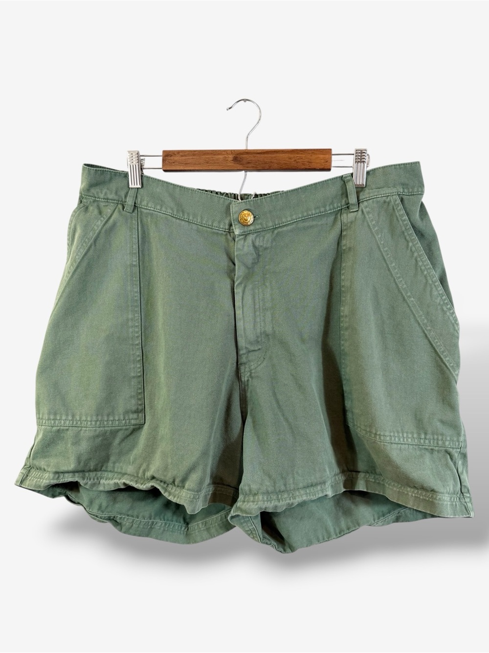 Big Bud Press Work Pants Shorts Green Size 1XL Flat Front Unisex Outdoor Casual